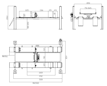 4 SÄULEN HEBEBÜHNE WEBER EXPERT SERIE AUTOLIFT 4.2